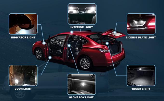 194 ऑटोमोटिव एलईडी लाइट बल्ब 6500K वेज T10 SMD 5050 चिप्स 8