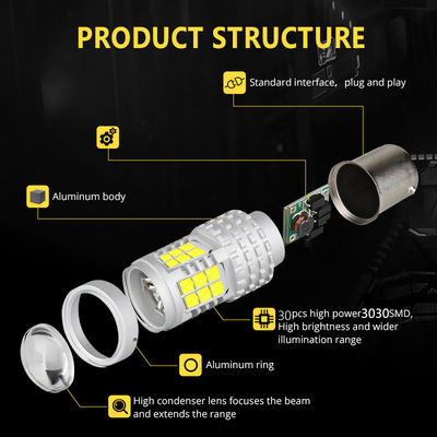 कस्टम 30SMD LED ब्रेक टर्न सिग्नल लाइट्स 3030 रिवर्सिंग हेडलैम्प