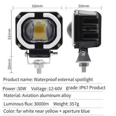 4x4 ऑफरोड एलईडी वर्क लैंप हेडलाइट्स कोहरे ड्राइविंग लाइट 12-80V 4 इंच 30W दोहरे रंग