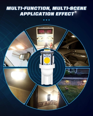 194 ऑटोमोटिव एलईडी लाइट बल्ब 6500K वेज T10 SMD 5050 चिप्स