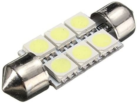 फेस्टून C5W 5050 6SMD LED कार इंटीरियर लाइट्स लैंप बल्ब डोम ब्लू व्हाइट DC 12V 31mm 36mm 39mm 41mm