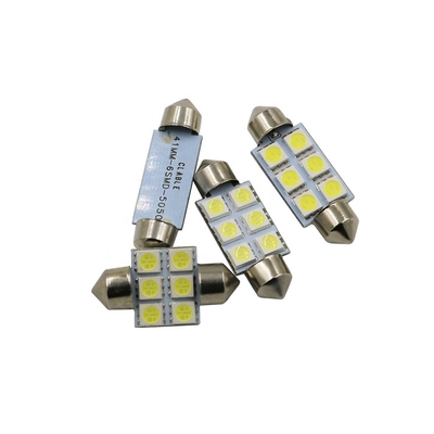 फेस्टून C5W 5050 6SMD LED कार इंटीरियर लाइट्स लैंप बल्ब डोम ब्लू व्हाइट DC 12V 31mm 36mm 39mm 41mm